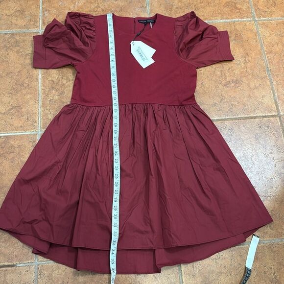 NWT English Factory Puff Sleeve High Low Knit Combo Dress size S - Picture 12 of 16